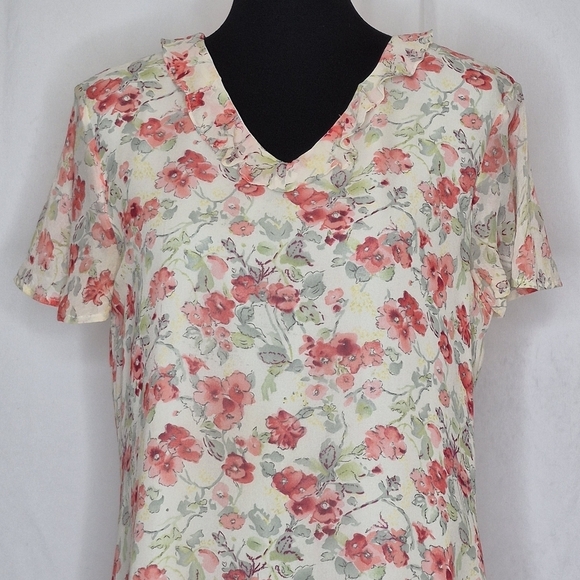 Laura Ashley 100% Silk Floral Maxi Dress * FLAWS* - Size 14 - Picture 5 of 16